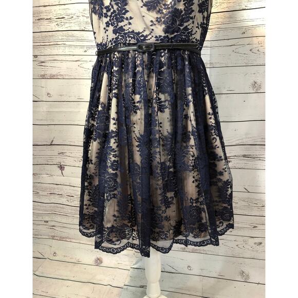 Jessica Howard navy lace dress short sleeved size 14 p - Picture 4 of 12